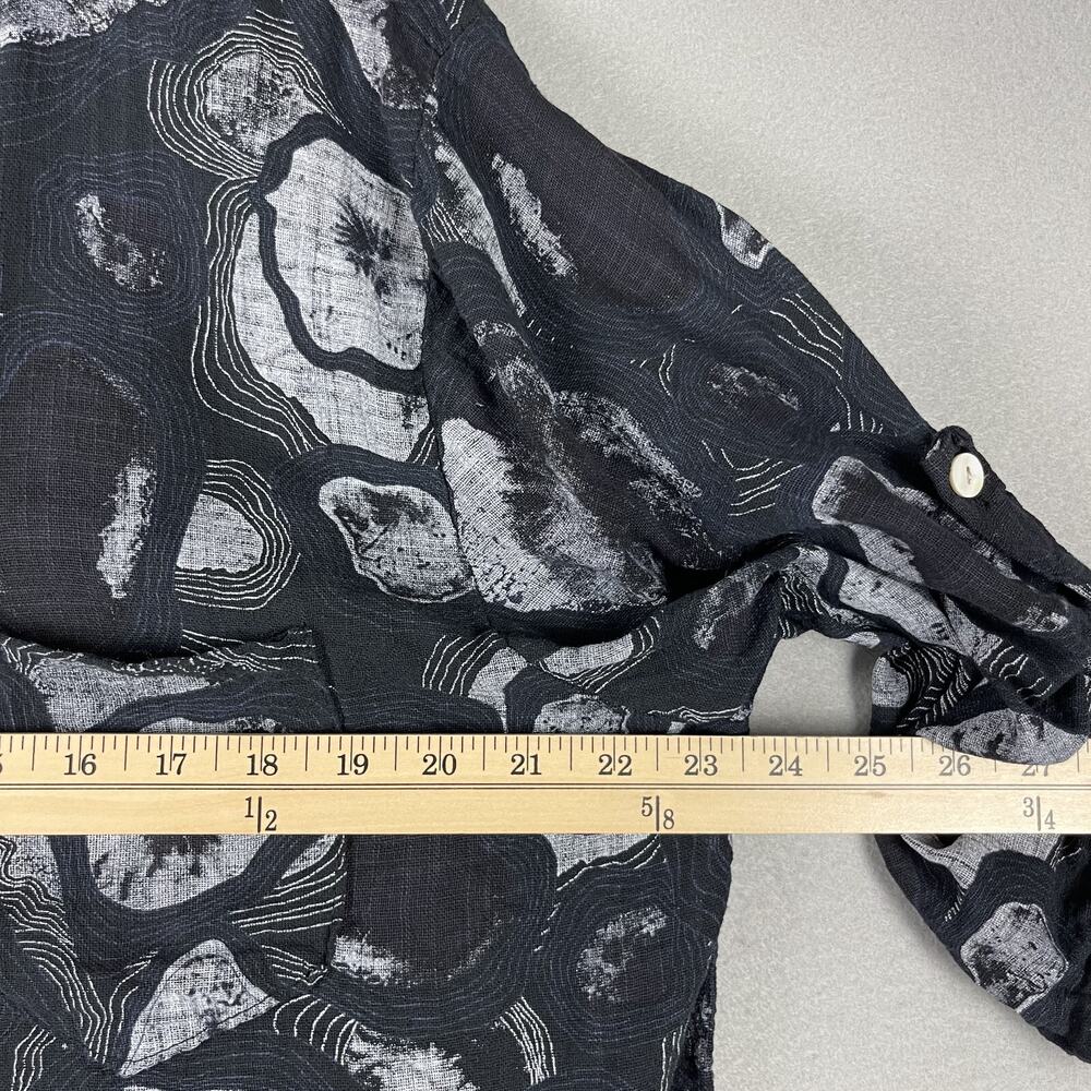 Made In Italy Top Womens Large Black Roll Tab Gauzy Coastal Lagenlook Artsy - Picture 6 of 12